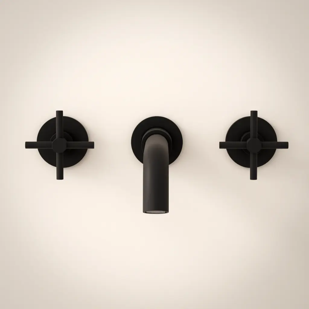 Robinet mélangeur lavabo mural encastré noir satiné, Cross II