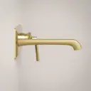 Mitigeur lavabo mural doré brossé, Art Déco