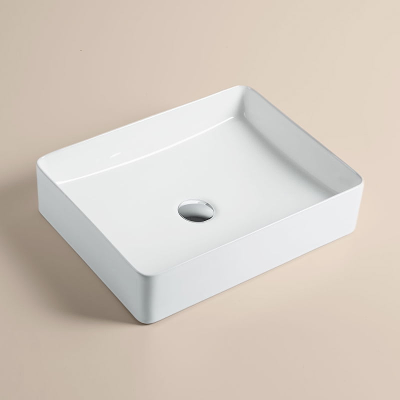 Vasque à poser rectangulaire 47 x 36cm Blanc brillant, Enora