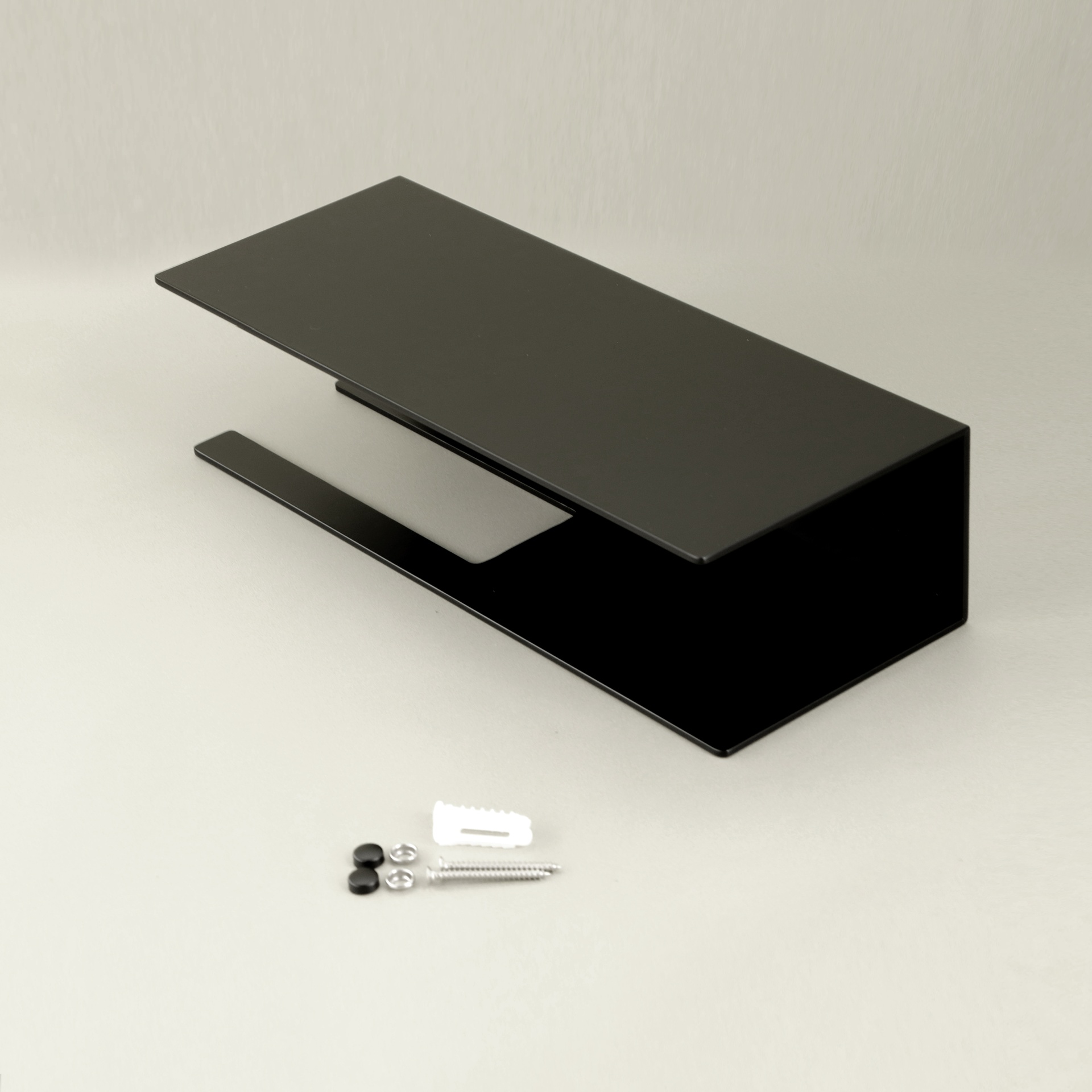Distributeur de papier avec tablette, noir brossé, Châtelet