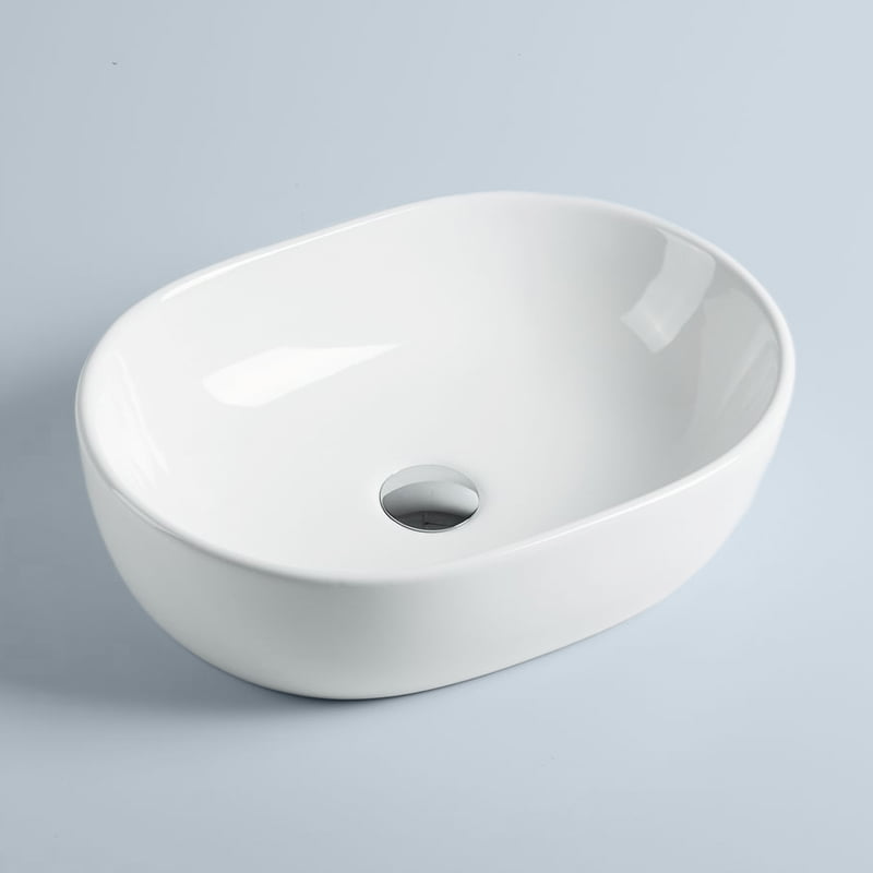 Vasque à poser ovale 48 x 35 cm Blanc brillant, Elsa