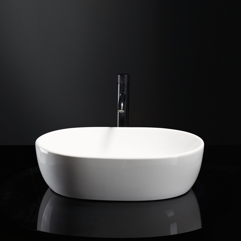 Vasque à poser ovale 48 x 35 cm Blanc brillant, Elsa