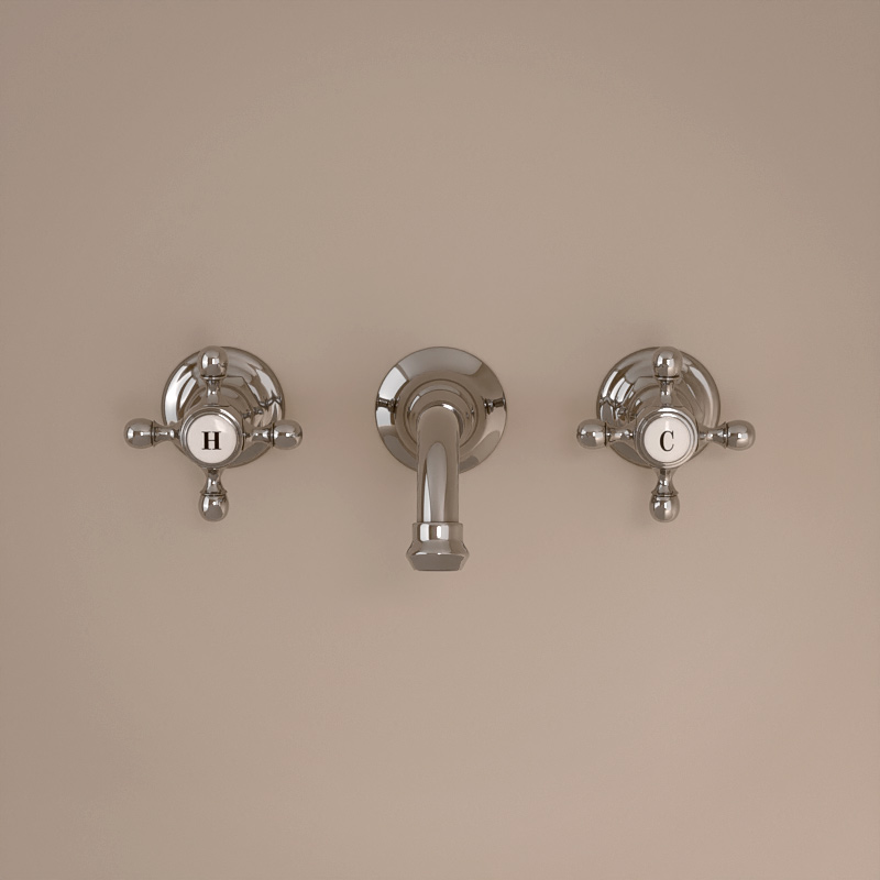 Robinet mélangeur lavabo mural 3 trous, chromé, Diana 2