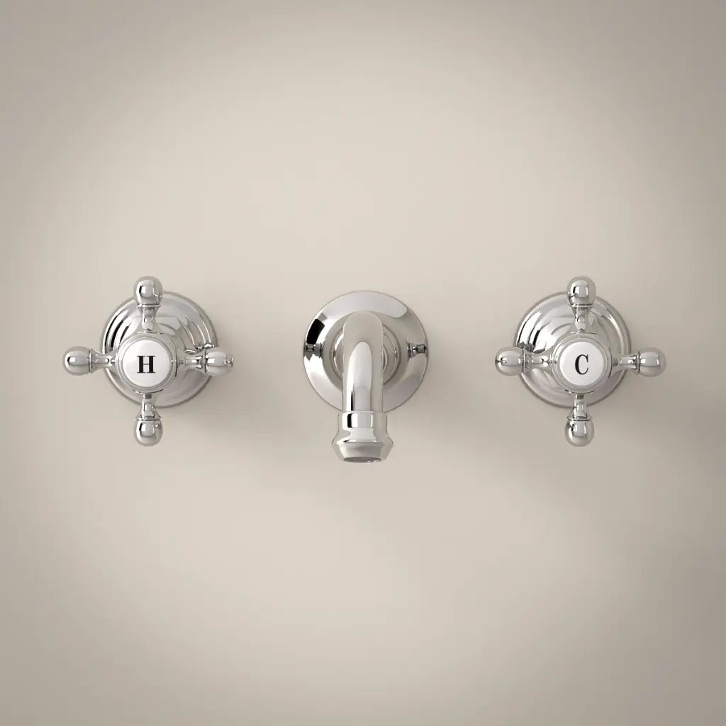 Robinet mélangeur lavabo mural 3 trous, chromé, Diana 2