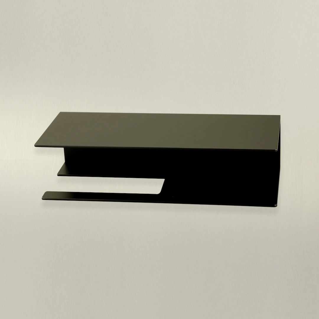 Distributeur de papier avec tablette, noir brossé, Châtelet