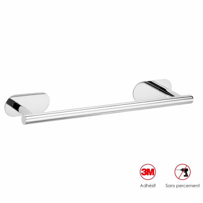 Porte-serviette chrome, adhésif Sansvis