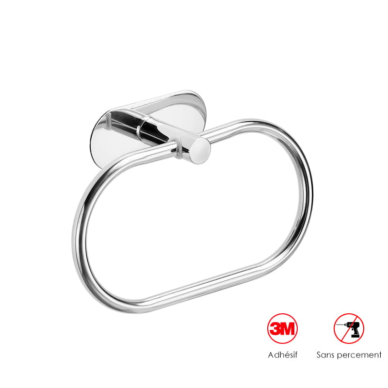 Anneau Porte-serviette, chromé, adhésif Sansvis