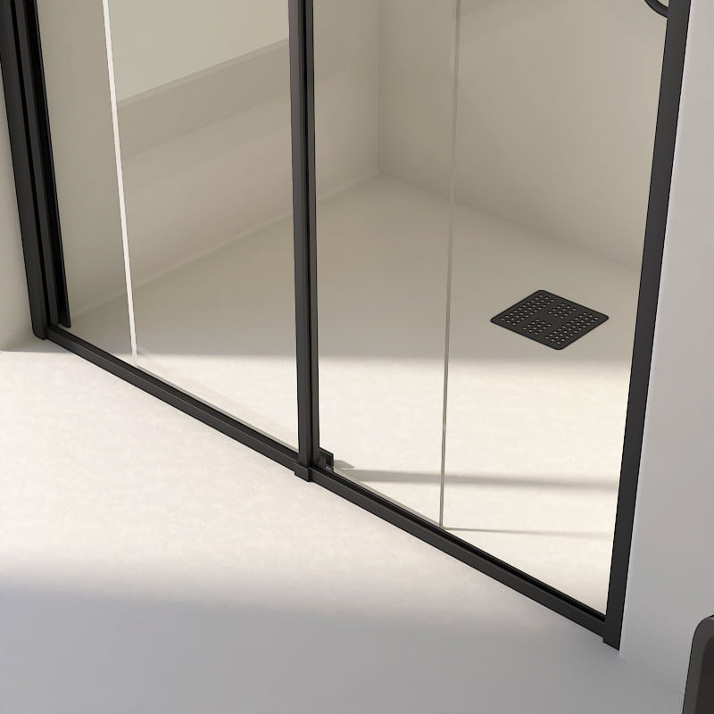 Porte de douche Coulissante de 106.8 à 168.5 cm Noir mat, Paro