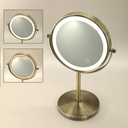 Miroir cosmétique grossissant  5X + Led, Doré Brossé, Elvire