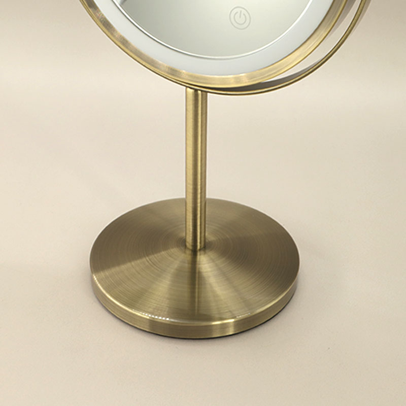 Miroir cosmétique grossissant  5X + Led, Doré Brossé, Elvire