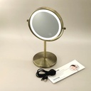 Miroir cosmétique grossissant  5X + Led, Doré Brossé, Elvire