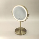 Miroir cosmétique grossissant  5X + Led, Doré Brossé, Elvire