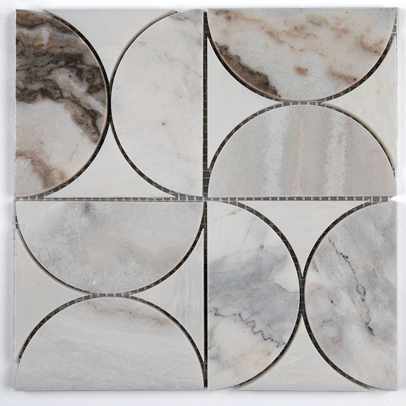 Mosaïque, 24,5x24,5 cm, marbre gris, Circle