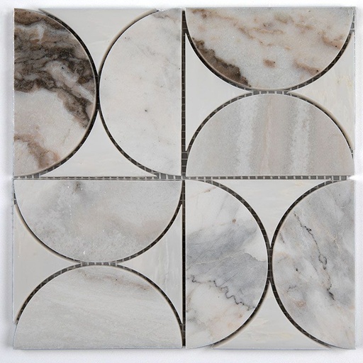 Mosaïque, 24,5x24,5 cm, marbre gris, Circle