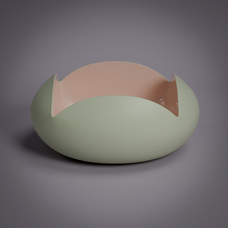 Vasque à poser 46x19cm Rose et verte, Pétale  