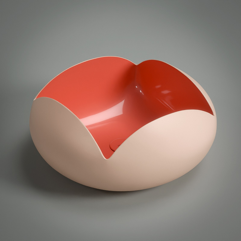 Vasque à poser 46x19cm Rose et Orange, Pétale   