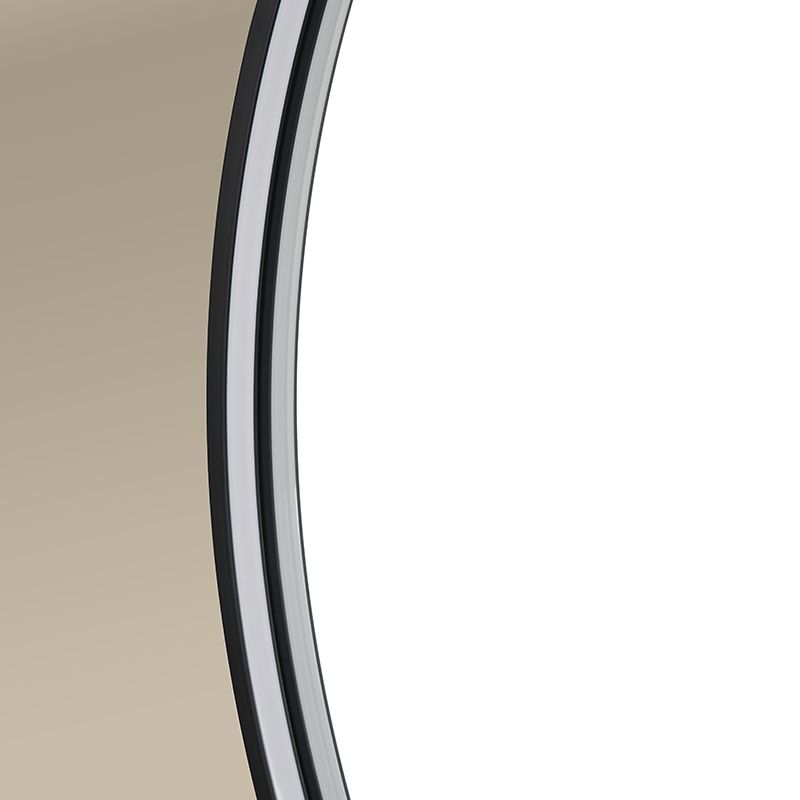 Miroir 80 cm éclairage Led frontal et rétroéclairé, Anti-buée Noir Mat, Prestige