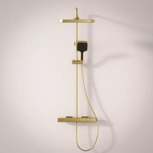 Colonne de douche avec mitigeur mécanique, Doré brossé, Deauville