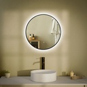 Chatelet Miroir Rond Diam50 Led+Anti-Buee Noir Mat