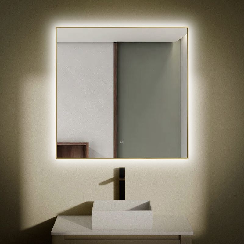 Chatelet Miroir Carre 80X80 Led+Anti-Buee Dore Mat
