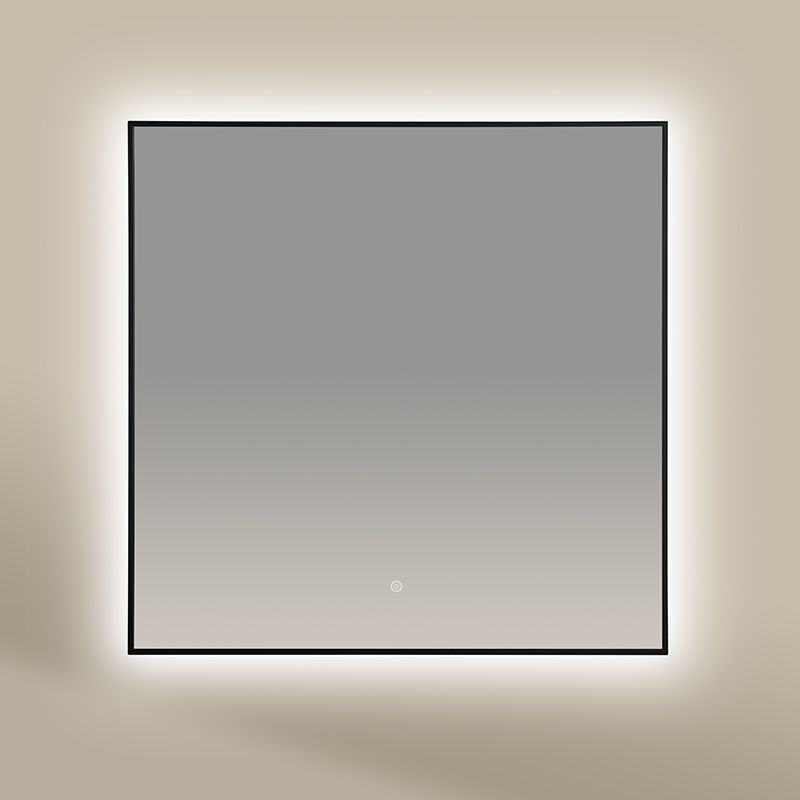 Miroir Carré 80X80 rétroéclairage Led et Anti-buée Noir Mat, Châtelet 