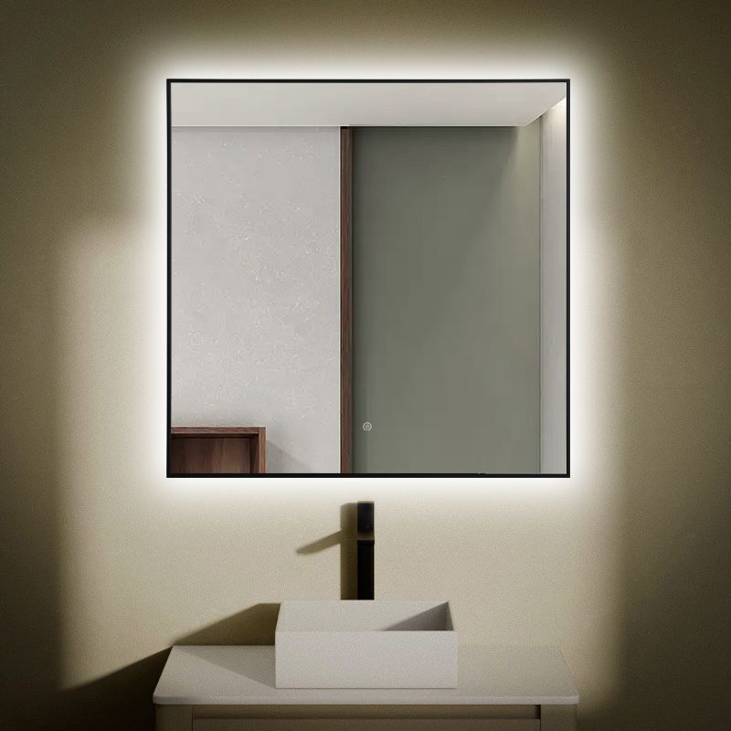 Miroir Carré 80X80 rétroéclairage Led et Anti-buée Noir Mat, Châtelet 