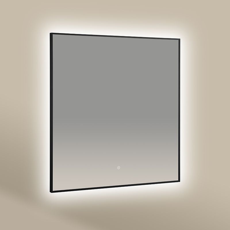Miroir Carré 80X80 rétroéclairage Led et Anti-buée Noir Mat, Châtelet 