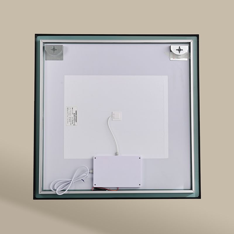 Miroir Carré 80X80 rétroéclairage Led et Anti-buée Noir Mat, Châtelet 