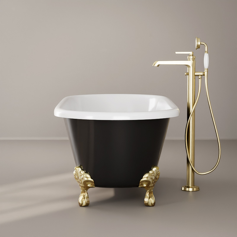 Baignoire îlot en fonte, 170x77 cm, peinte en noir, London