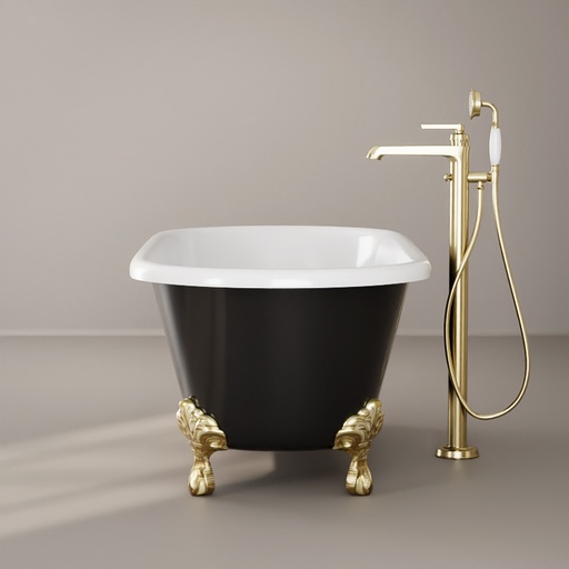 Baignoire îlot en fonte, 170x77 cm, peinte en noir, London