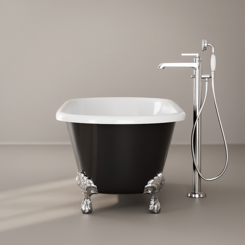 Baignoire îlot en fonte, 170x77 cm, peinte en noir, London