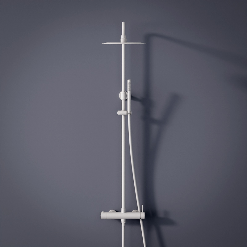 Colonne de douche avec mitigeur mécanique, Ø25cm, blanc mat, Châtelet III