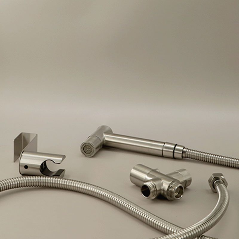 Set douchette hygiénique inox brossé pour WC à poser, Steel