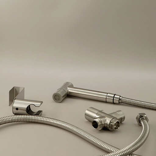 Set douchette hygiénique inox brossé pour WC à poser, Steel