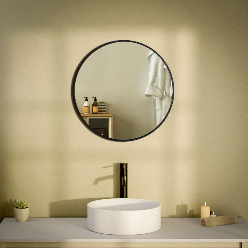 Miroir Rond 50cm Noir Mat, Châtelet 