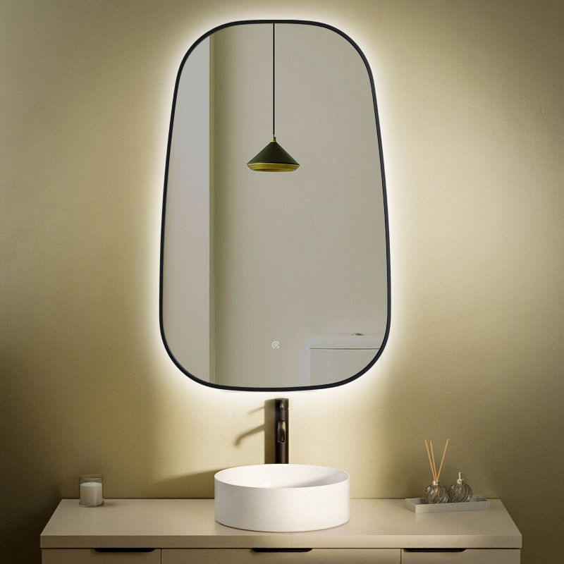 Elipse Miroir Rect.50X80 Led+Anti-Buee Noir Mat