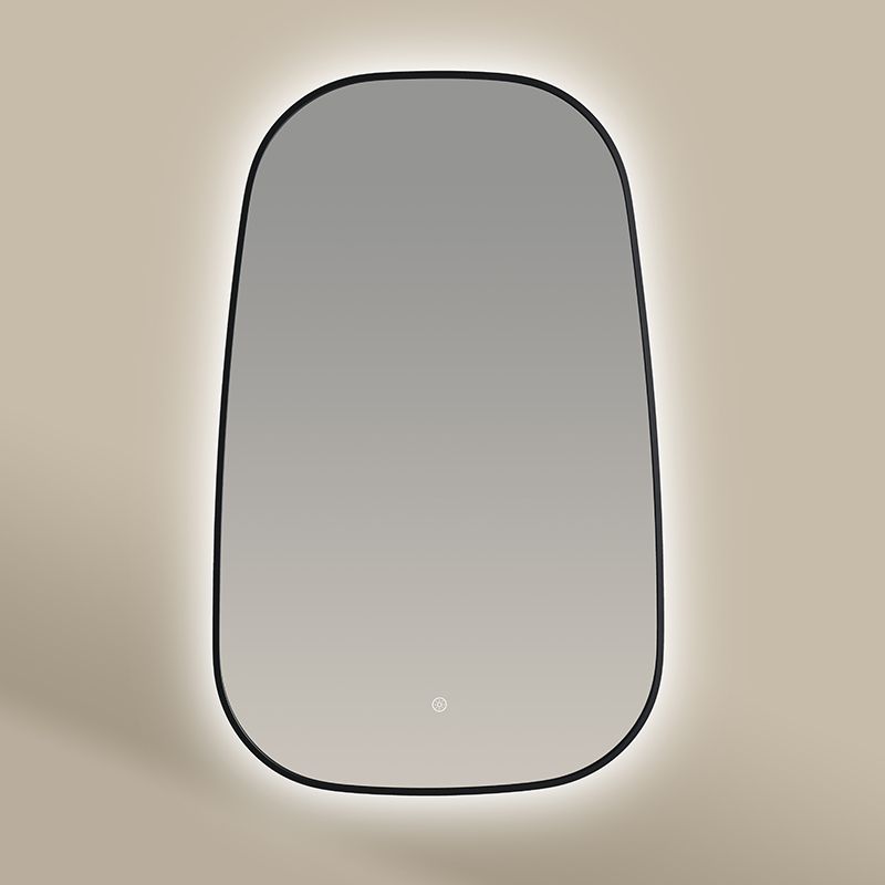 Miroir Organique 50X80cm avec Led et Anti-Buée Noir Mat, Elipse 