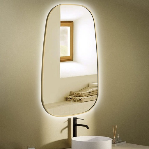 Elipse Miroir Rect.50X80 Led+Anti-Buee Dore Mat