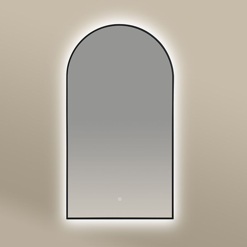 Miroir demi Lune 55X100 avec Led et Antibuée Noir Mat, Chatelet 