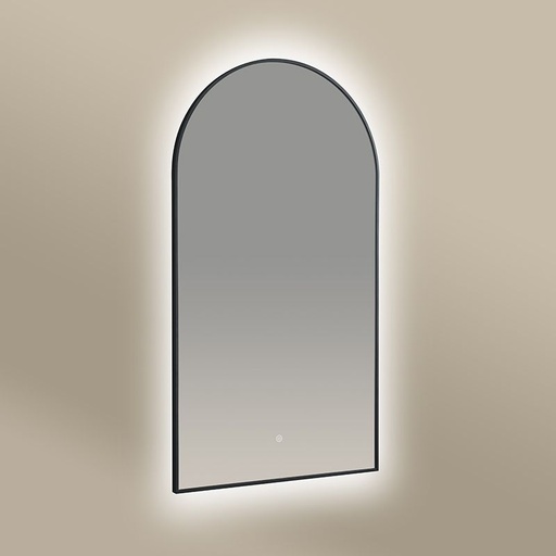 Chatelet Miroir demi Lune 55X100Led+Anti-Buee Noir Mat