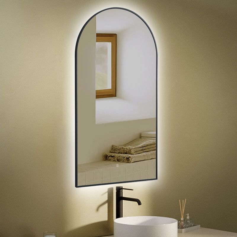Miroir demi Lune 55X100 avec Led et Antibuée Noir Mat, Chatelet 
