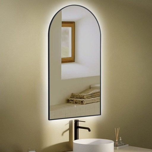 Chatelet Miroir demi Lune 55X100Led+Anti-Buee Noir Mat