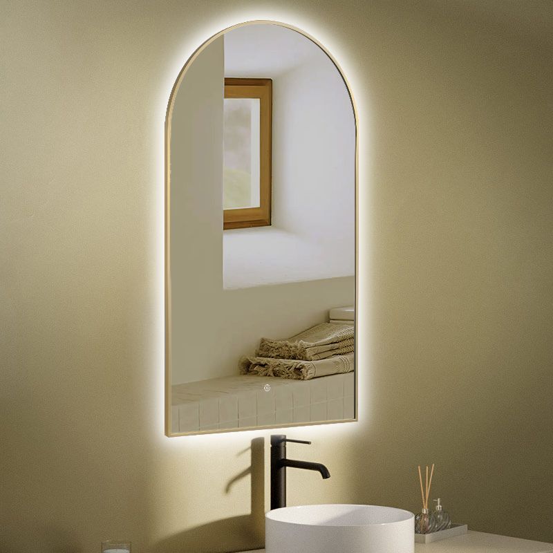 Miroir demi Lune 55X100 avec Led et Antibuée, Chatelet, 2 couleurs 