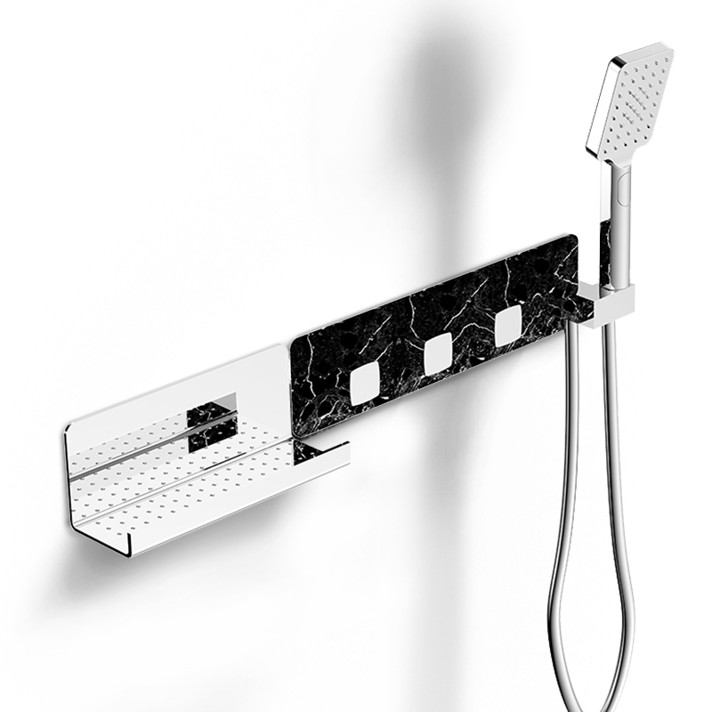 Mitigeur thermostatique douche encastré 5 voies, finition marbre noir, Infinity Elements