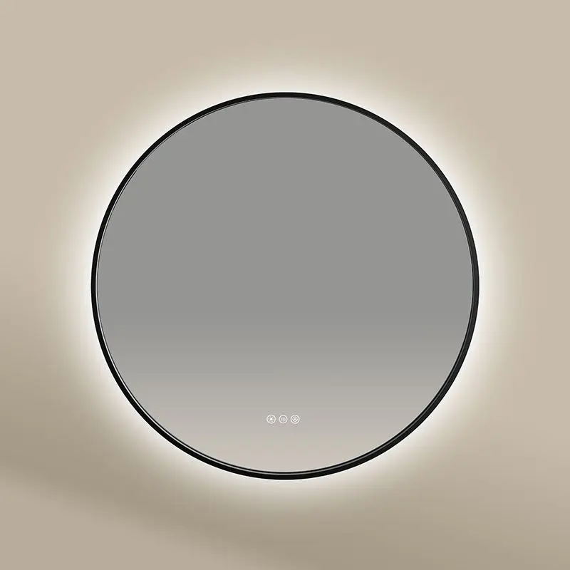 Miroir 100 cm  éclairage Led frontal et rétroéclairé,  Anti-buée Noir Mat, Prestige