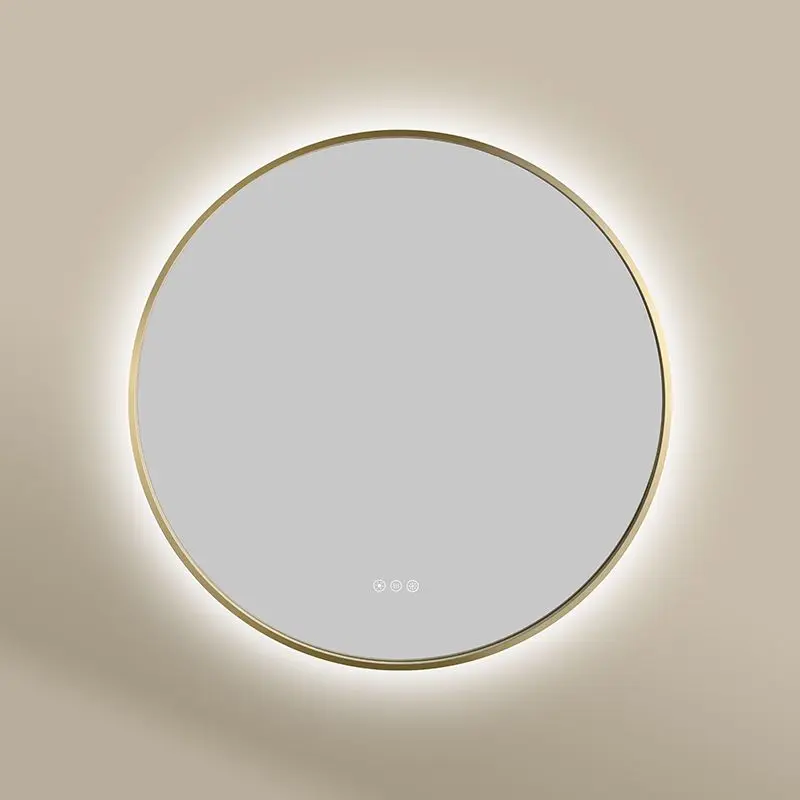 Miroir 100 cm éclairage Led frontal et rétroéclairé,  Anti-buée Doré Mat, Prestige