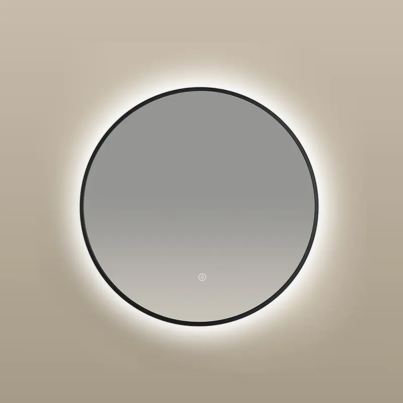 Miroir rond 50cm rétroéclairage Led et Anti-Buée Noir Mat, Chatelet 