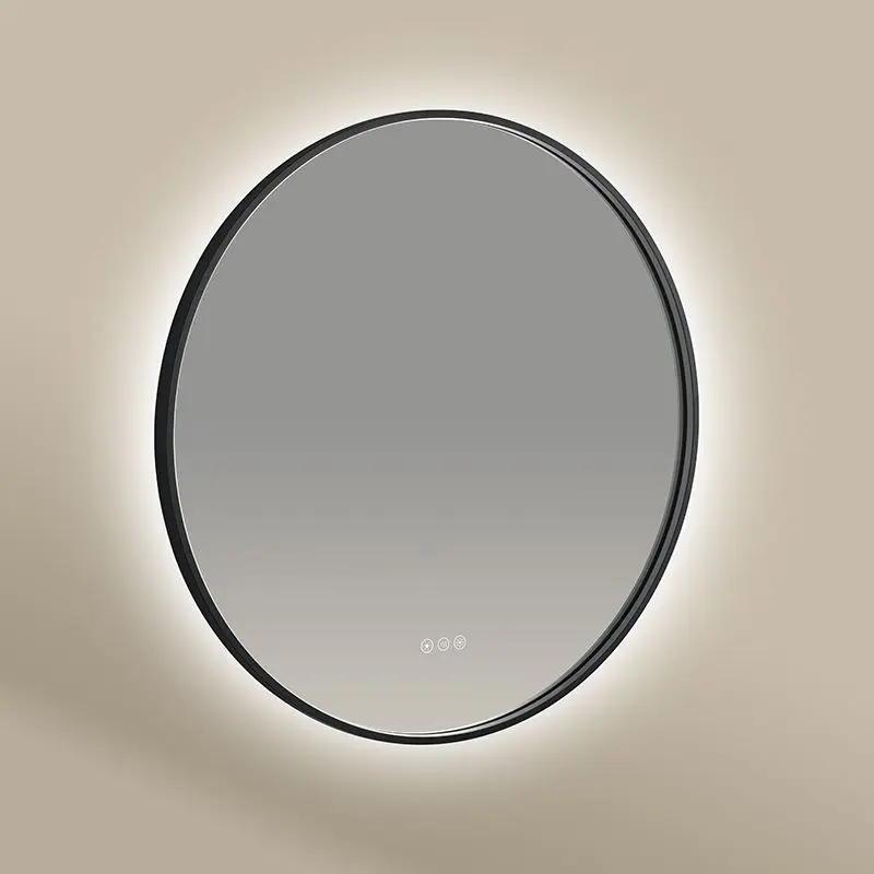 Miroir Rond 60cm rétroéclairage Led et Anti-Buée Noir Mat, Chatelet