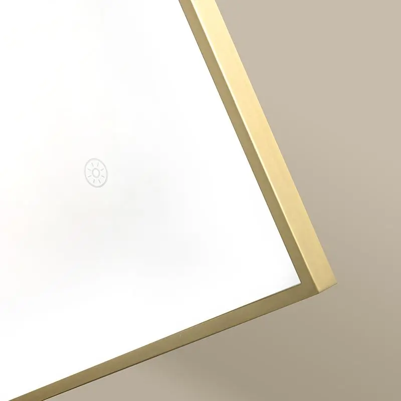 Miroir Rectangulaire 120X80 rétroéclairage Led et Anti-Buée Doré Mat, Châtelet 
