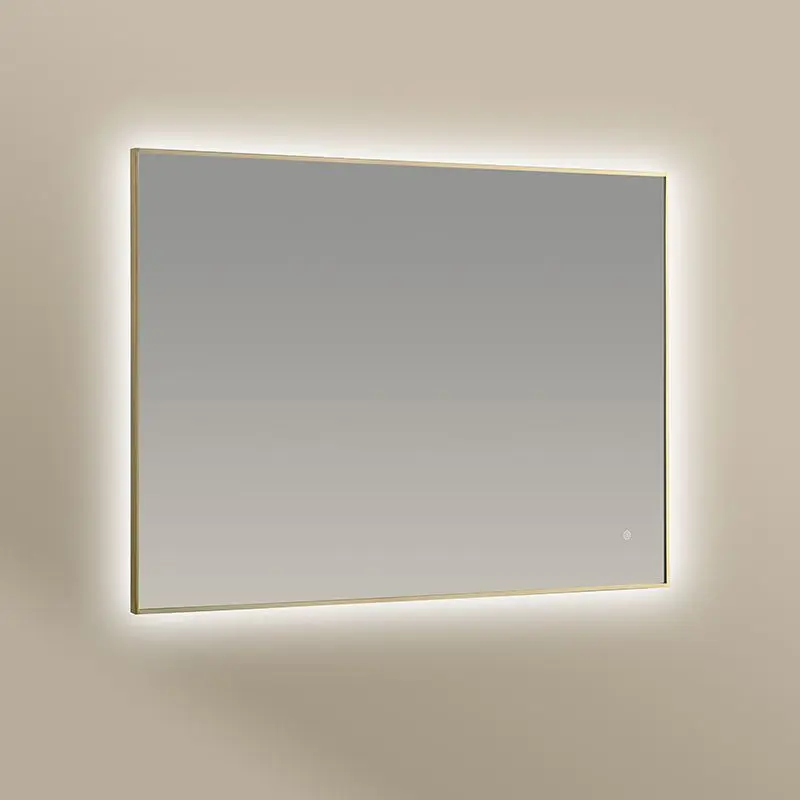 Miroir Rectangulaire 120X80 rétroéclairage Led et Anti-Buée Doré Mat, Châtelet 
